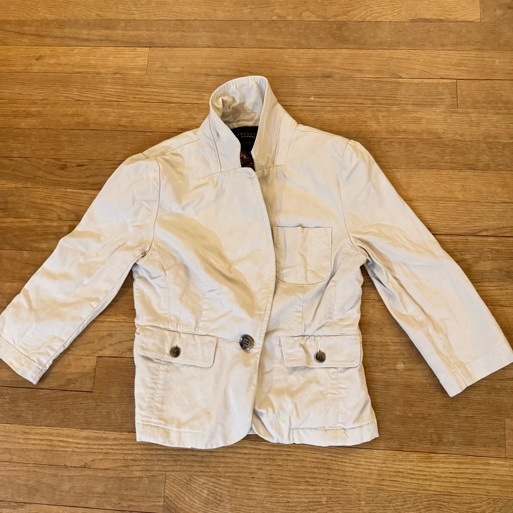 Sanctuary cream denim one button short utility jacket size small S
 b1